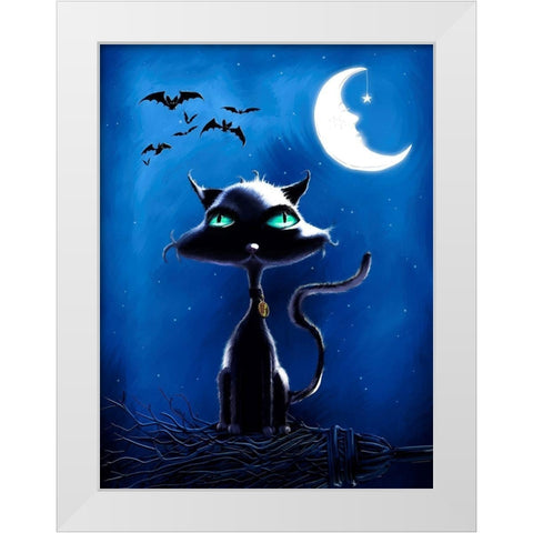 Black Cat White Modern Wood Framed Art Print by P.S. Art