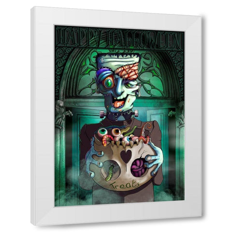 Frankenstein White Modern Wood Framed Art Print by P.S. Art