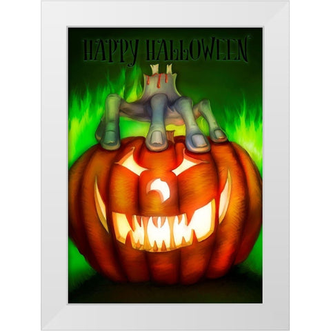 Pumpkin White Modern Wood Framed Art Print by P.S. Art
