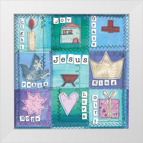 Jesus Birth Collage White Modern Wood Framed Art Print by P.S. Art