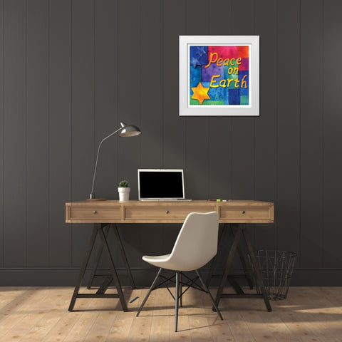 Peace on Earth White Modern Wood Framed Art Print by P.S. Art