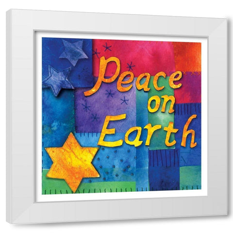 Peace on Earth White Modern Wood Framed Art Print by P.S. Art