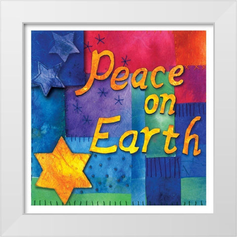Peace on Earth White Modern Wood Framed Art Print by P.S. Art