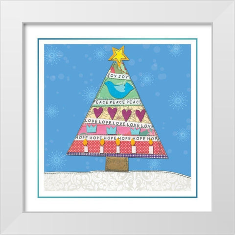 Joy Peace White Modern Wood Framed Art Print by P.S. Art
