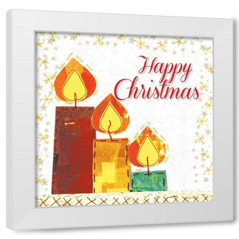 Happy Christmas White Modern Wood Framed Art Print by P.S. Art