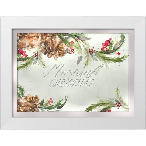 Merriest Christmas White Modern Wood Framed Art Print by P.S. Art