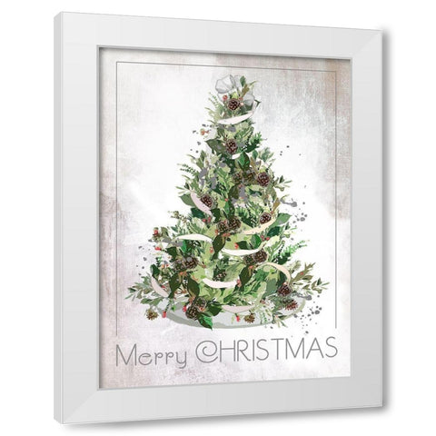 Merry Christmas White Modern Wood Framed Art Print by P.S. Art