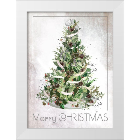 Merry Christmas White Modern Wood Framed Art Print by P.S. Art
