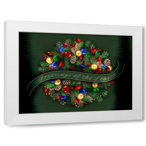 Greetings to the Season White Modern Wood Framed Art Print by P.S. Art