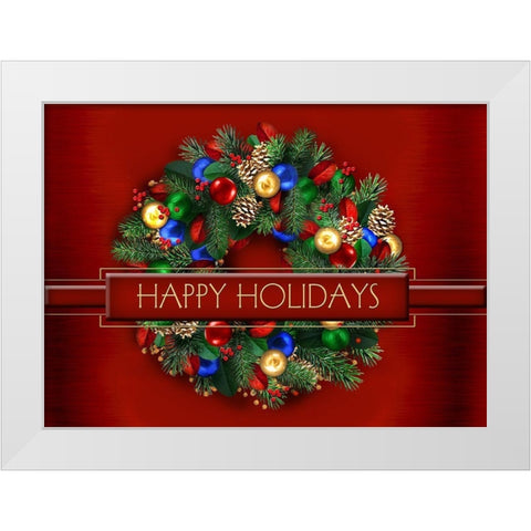 Happy Holidays White Modern Wood Framed Art Print by P.S. Art