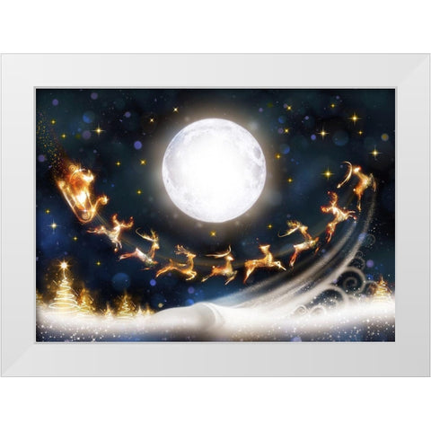 Santa is Coming White Modern Wood Framed Art Print by P.S. Art