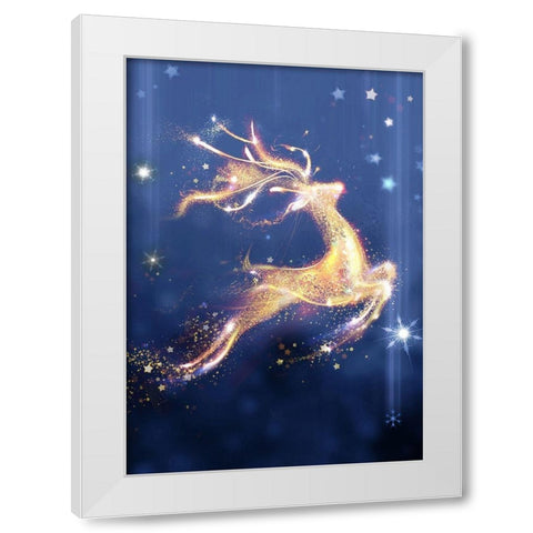 On Reindeer White Modern Wood Framed Art Print by P.S. Art