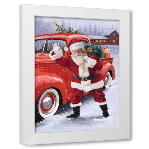 Waving Santa White Modern Wood Framed Art Print by P.S. Art