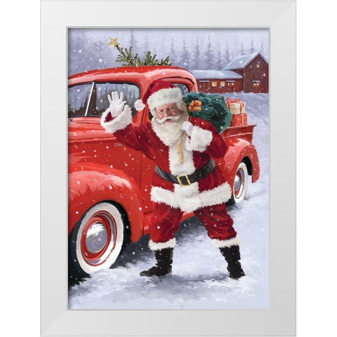 Waving Santa White Modern Wood Framed Art Print by P.S. Art