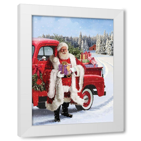 Santa Gift White Modern Wood Framed Art Print by P.S. Art