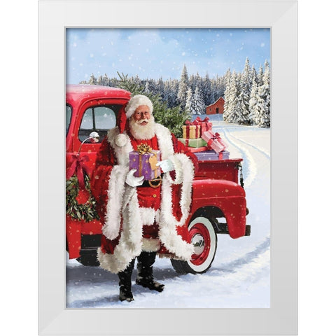 Santa Gift White Modern Wood Framed Art Print by P.S. Art