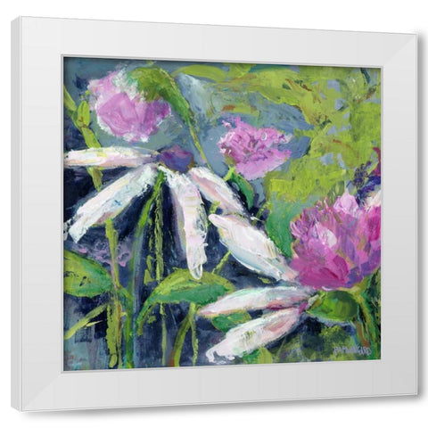 Lavender Flower Fields White Modern Wood Framed Art Print by Pamela J. Wingard