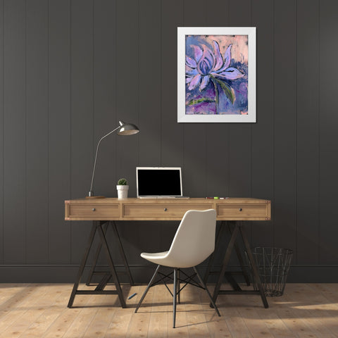 Blush Lily White Modern Wood Framed Art Print by Pamela J. Wingard