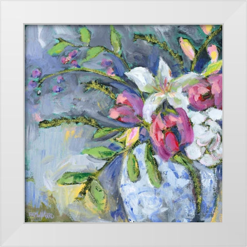 Blue and White Vase White Modern Wood Framed Art Print by Pamela J. Wingard