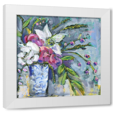 Blue and White Lavender II White Modern Wood Framed Art Print by Pamela J. Wingard