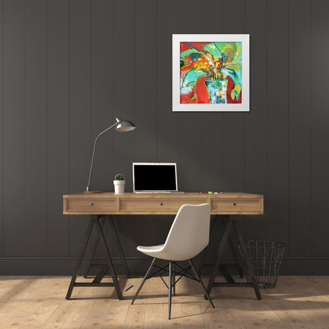Abstract Floral White Modern Wood Framed Art Print by Pamela J. Wingard