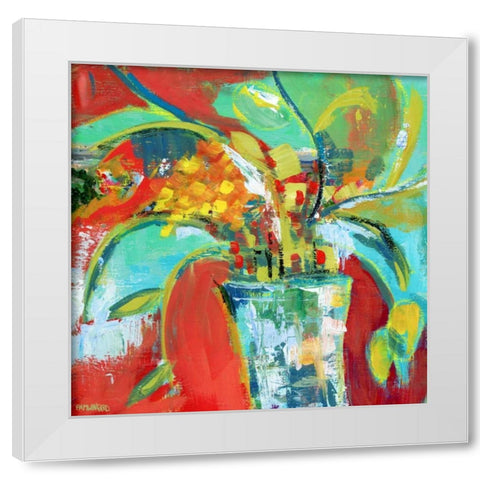 Abstract Floral White Modern Wood Framed Art Print by Pamela J. Wingard