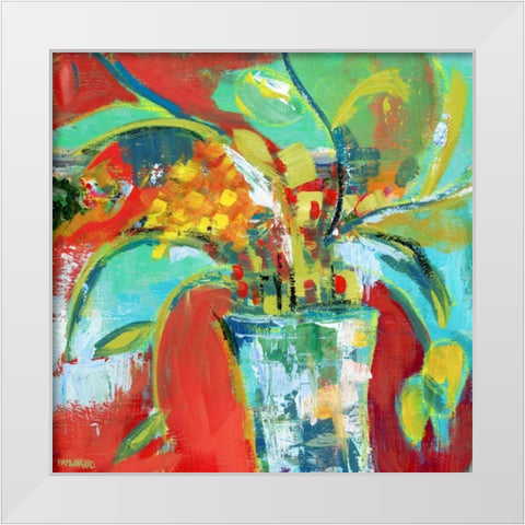 Abstract Floral White Modern Wood Framed Art Print by Pamela J. Wingard