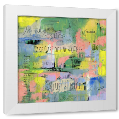 Abstract Family Rules White Modern Wood Framed Art Print by Pamela J. Wingard