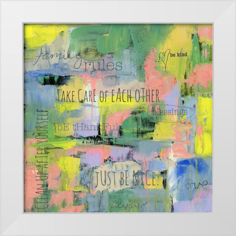 Abstract Family Rules White Modern Wood Framed Art Print by Pamela J. Wingard