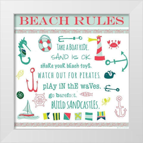 Beach Rules Ahoy White Modern Wood Framed Art Print by Pamela J. Wingard