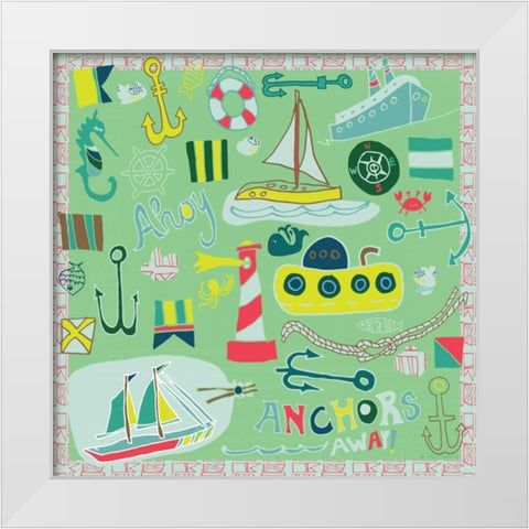 Ahoy White Modern Wood Framed Art Print by Pamela J. Wingard