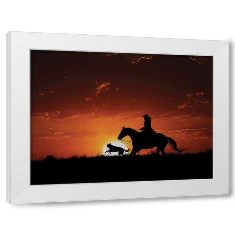 Scarlet Sunset White Modern Wood Framed Art Print by PBurchettPhoto