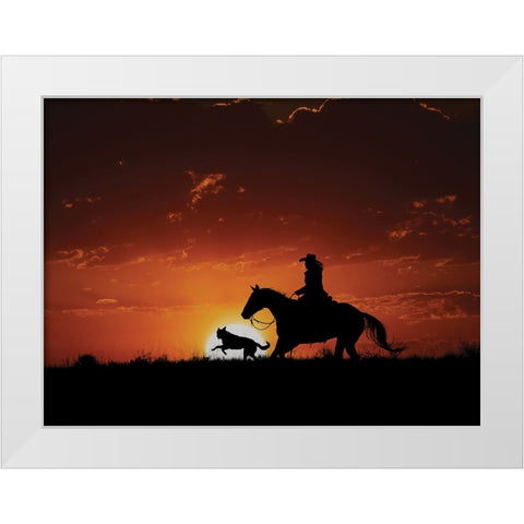 Scarlet Sunset White Modern Wood Framed Art Print by PBurchettPhoto