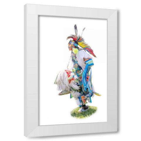 Native American Dancer White Modern Wood Framed Art Print by Murdock, Ramona