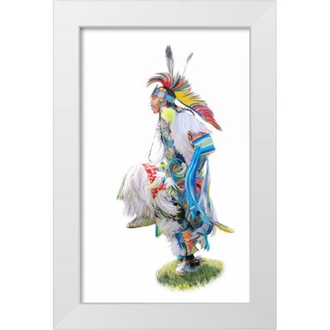 Native American Dancer White Modern Wood Framed Art Print by Murdock, Ramona