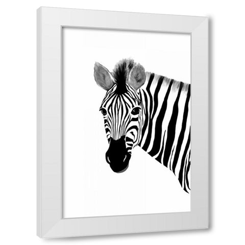 Zack a Zebra White Modern Wood Framed Art Print by Murdock, Ramona