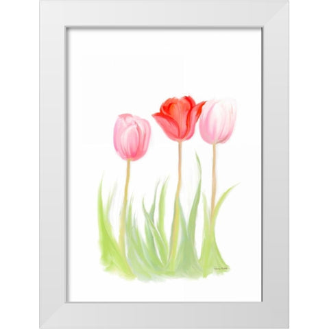Tulips V White Modern Wood Framed Art Print by Murdock, Ramona