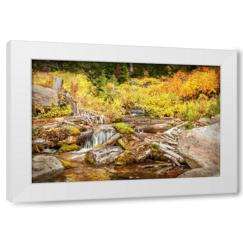 Alpine Waterfall White Modern Wood Framed Art Print by Murdock, Ramona