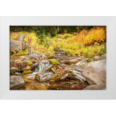 Alpine Waterfall White Modern Wood Framed Art Print by Murdock, Ramona
