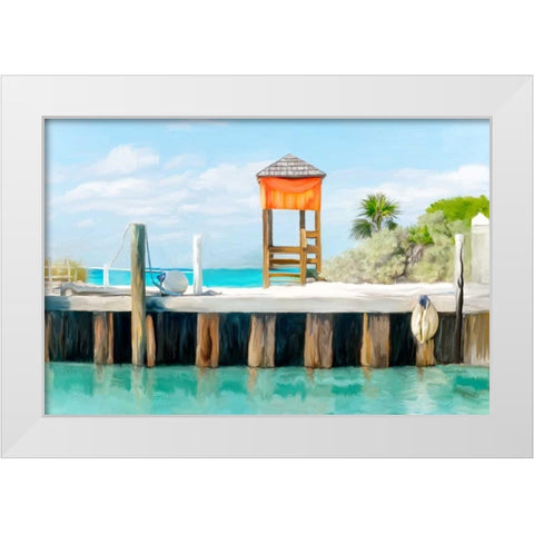 Half Moon Pier White Modern Wood Framed Art Print by Murdock, Ramona