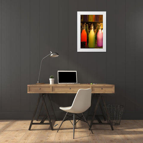 Colorful Bottles White Modern Wood Framed Art Print by Murdock, Ramona