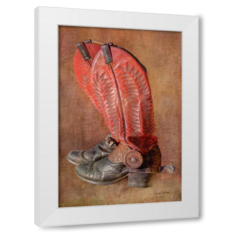 His Workin Boots White Modern Wood Framed Art Print by Murdock, Ramona