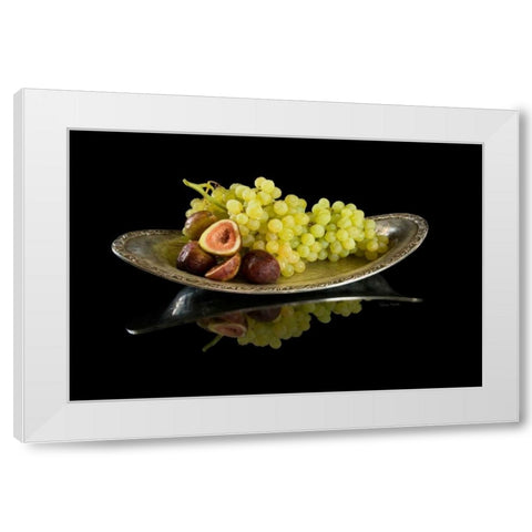 Figs N Grapes White Modern Wood Framed Art Print by Murdock, Ramona