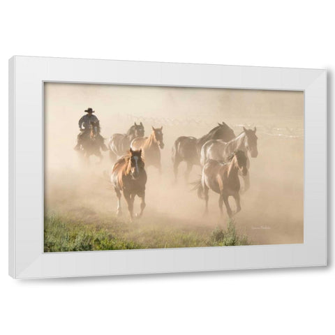 Ranch Horses White Modern Wood Framed Art Print by Murdock, Ramona
