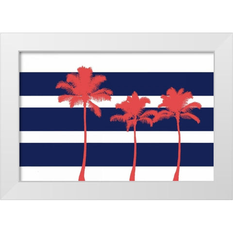Indigo Stripe Palms II White Modern Wood Framed Art Print by Murdock, Ramona