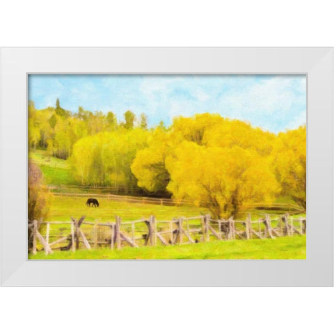 Golden Pasture White Modern Wood Framed Art Print by Murdock, Ramona