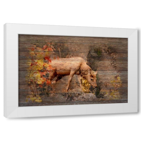 Deer in Paradise White Modern Wood Framed Art Print by Murdock, Ramona