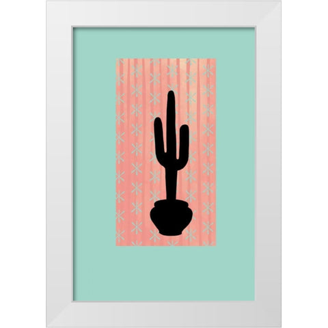 Saguaro Silhouette White Modern Wood Framed Art Print by Murdock, Ramona