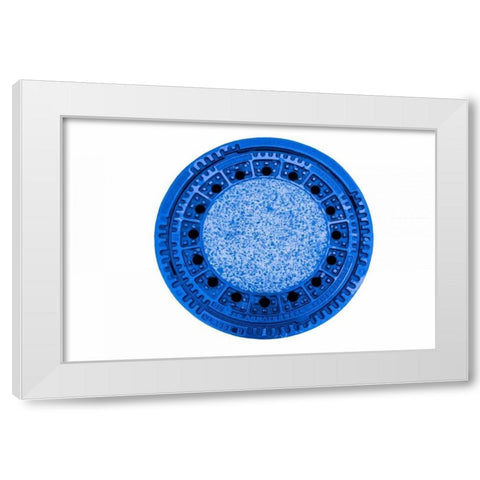 Man Hole Cover in Blue White Modern Wood Framed Art Print by Murdock, Ramona