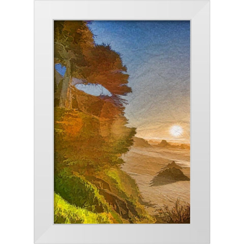 Beach Sunset White Modern Wood Framed Art Print by Murdock, Ramona